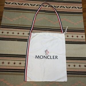 Moncler Medium blue white & red trim drawstring dustbag & shoulder length strap